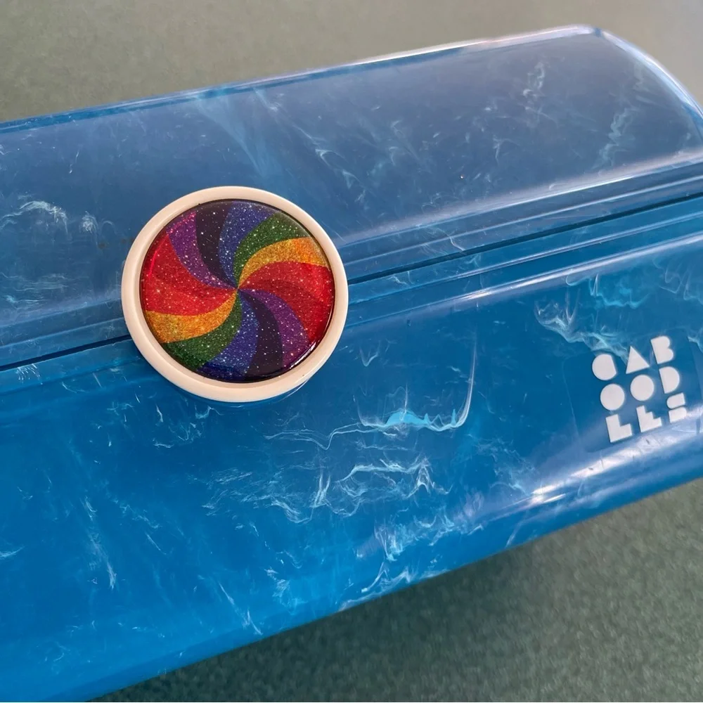 Vtg Inspired Caboodles Blue Marble Makeup Storage Mirror